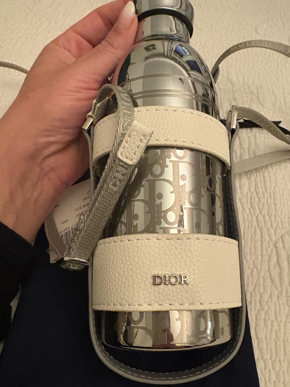Christian Dior Aqua Bottle Beige Calfskin Oblique Stainless Steel Strap